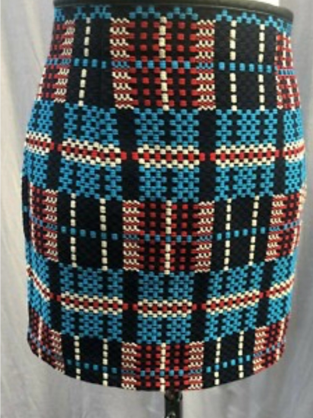 Zara Black Mini Skirt with Blue and Red Check Plaid
